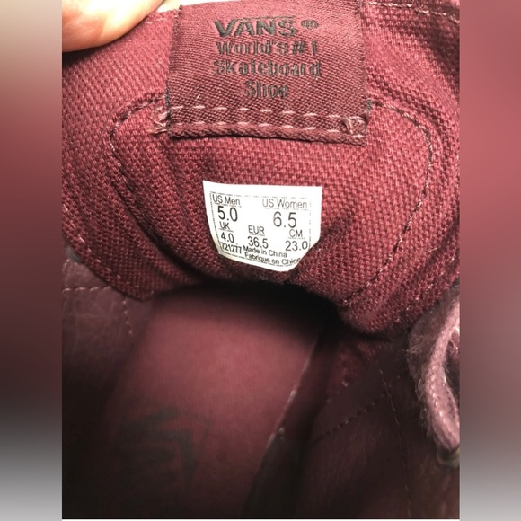 Vans Hi Moc Skateboard Shoes Burgundy High Top Fringe Suede Womens 6.5 Mens 5 - Picture 7 of 8